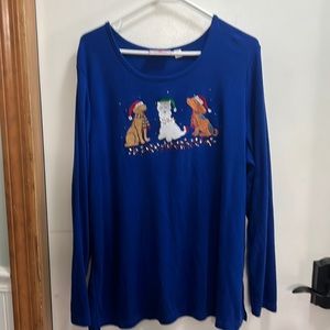 Quacker Factory Xmas Dog long sleeve shirt size XL